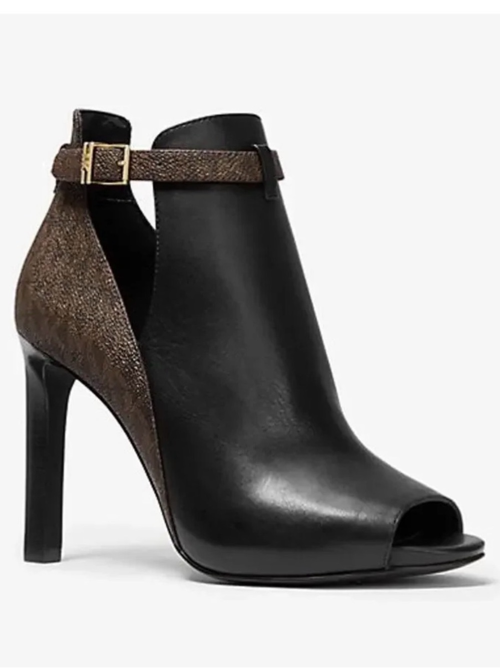 Michael Kors Lawson Open Toe Black/Brown Size 6.5 Leather NWOB